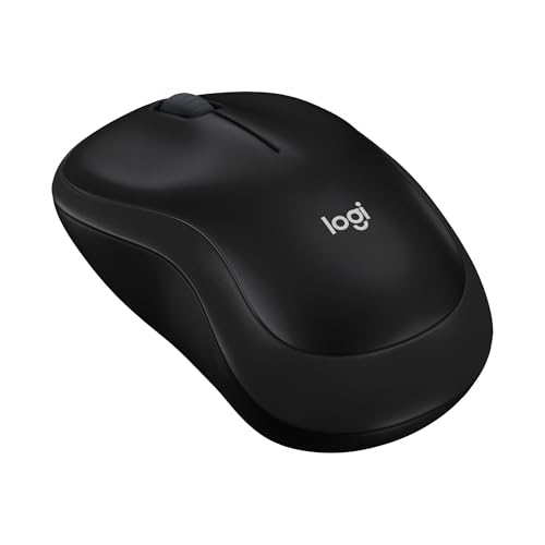 Logitech M185 Compact Ambidextrous Wireless Mouse with Rubber Grips - Black | Ambidextrous mouse with 2.4 GHz USB-A Nano Receiver, Optical Tracking, 12-Months Battery Life, PC, Mac, Laptop compatible - color: Black, size: 1 Pack, style: USB Receiver