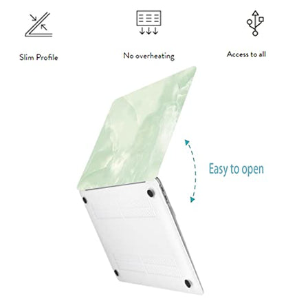 LanBaiLan Compatible with MacBook Air 13 inch Case M5 2026 M4 2025 M3 M2 2024-2022 A3449 A3240 A3113 A2681, 13.6 Plastic Hard Shell Case & Keyboard Cover, Matcha Green Marble - color: Matcha Green Marble