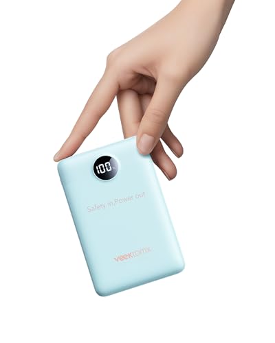 VEEKTOMX 10000mAh Mini Power Bank, 22.5W Fast Charger for iPhone Android | Ultra Slim Pocket Size Design, Compatible with iPhone Samsung Android, Lightweight Charger for Travel, Commute and Camping - color: Blue