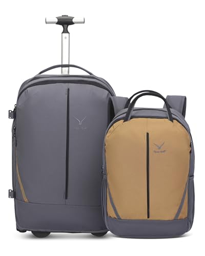 2 in 1 Travel Backpack Set Rolling Backpack with Wheels Carry on Luggage 43L with Personal Item Bag for Men Women 17 inches Laptop Backpack Dark Grey - color: Dark Grey