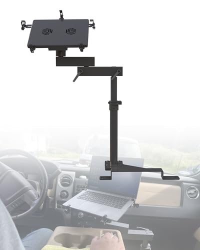 Truck Laptop Mount Fit for Ford F150, F350, F250, F550, No-Drilling Vehicle Computer Holder for Laptop, Mobile Workstation for Fleet, Service & Field Work