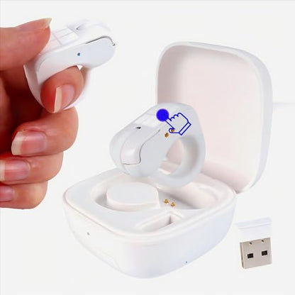 Mini Bluetooth Wireless Mouse Dual Mode Finger & Ring Touchpad Design, Rechargeable with Charging Case for PC, Laptops, Tablets & Smartphones – Ideal for Remote Control, Page Turning,Travel (White) - color: White