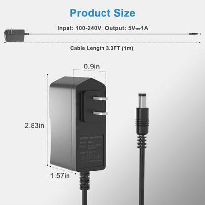 Universal 5V 1A Power Supply Adapter, 5W All-in-one Charger with 8 DC Tips 1000mA, 800mA, 600mA, 400mA, 200mA Available in Clock, Exercise Bike, Router, Security Camera, LED Strip Light, and More