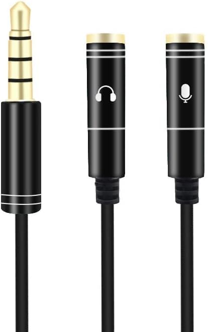 Audio Splitter Cable Y Adapter Micro Headset 3.5mm Male to 2 Female for Headphone Desktop and Laptop (Black)