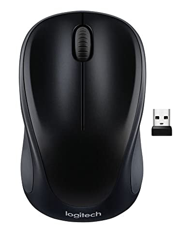 Logitech M317 Compact Ambidextrous 2.4 GHz Wireless Mouse - Black | Ambidextrous with 2.4 GHz USB-A Nano Receiver, 1000 dpi optical tracking, 12-months battery life, PC, Mac, laptop compatible - color: Black