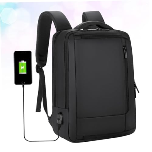 Alipis Business Laptop Backpack for Men, Large Capacity USB Charging Bag, Waterproof Black Travel and Work Laptop Bag