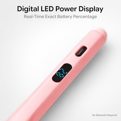 Active Stylus Pen with LED Display, 2-in-1 Dual Modes Digital Pencil for iPad iPhone Samsung Android Tablets & Switch, Palm Rejection & Tilt Sensitivity for Drawing, No Bluetooth Pairing (Pink) - color: Pink