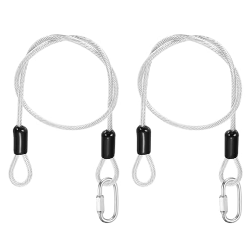 PATIKIL Security Cable Lock (5/32" Dia 1.6ft, Clear)(2 Set) Vinyl Coated 304 Stainless Steel Double Loop Flexible Wire Rope Safety Cable with Quick Links Locking Connectors - color: Clear, size: 1.6ft x 5/32"