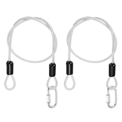 PATIKIL Security Cable Lock (5/32" Dia 1.6ft, Clear)(2 Set) Vinyl Coated 304 Stainless Steel Double Loop Flexible Wire Rope Safety Cable with Quick Links Locking Connectors - color: Clear, size: 1.6ft x 5/32"