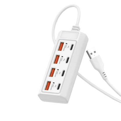 8-in-1 USB Hub Compatible for Tablets & Smartphones, High-Speed Multi-Port Docking Station with Stable Power Supply, USB- External Device Hub Suitable for Laptops, Desktop Computers, Tablets (White) - color: White