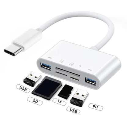 chenyang 5 in 1 USB C to 2 USB 3.0 TF Micro SD SDXC SDHC Card Reader Adapter 5Gbps Compatible with PD 27W for Laptop Tablet Phone - style: SD/TF 5-in-1