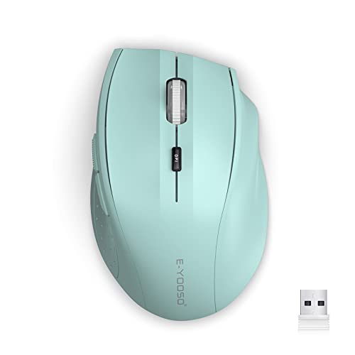 E-YOOSO Wireless Mouse for Laptop, Portable Optical Computer Mouse, 6 Buttons, Cordless 2.4GHz with USB Receiver, 5-Level 4800 DPI, 18 Months Battery Life for PC Chromebook Windows Mac - color: Sky Blue