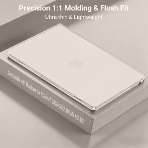 MOSISO Compatible with MacBook Air 13 inch Case M5 M4 M3 M2 2026-2022 | Hard Case&Six Grids Puffy Bag&Keyboard Cover&Webcam Cover&ScreenFilm for MacBook Air 13.6, A3449 A3240 A3113 A2681, Sand - color: Sand