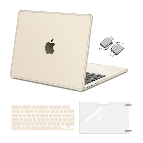 MOSISO Compatible with MacBook Air 13 inch Case M5 M4 M3 M2 2026-2022 | Hard Case&Keyboard Skin&Screen Film&Type C with TPU Bumper for MacBook Air 13.6, A3449 A3240 A3113 A2681, Starlight Clear - color: Starlight Clear