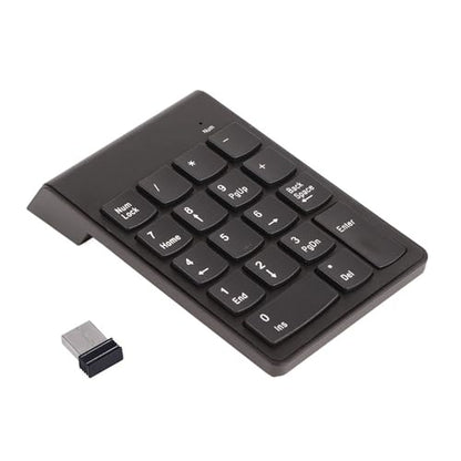 Wireless Numeric Keypad 2.4G | Compact & Portable, Auto Sleep Mode, 18 Keys for Laptop & PC, USB Receiver Included (Black)