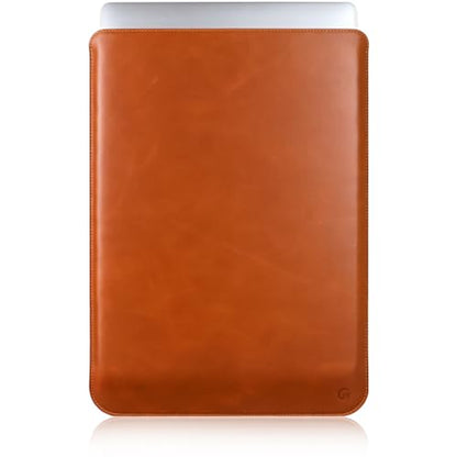 Casemade Real Leather Laptop Sleeve for MacBook Pro & Air Fits 13, 14, 15 & 16 Inch - Genuine Full Grain Leather with Soft Wool Lining (14-inch Pro M1/M2/M3/M4/M5) - color: Tan, size: 14" Pro M1-M5