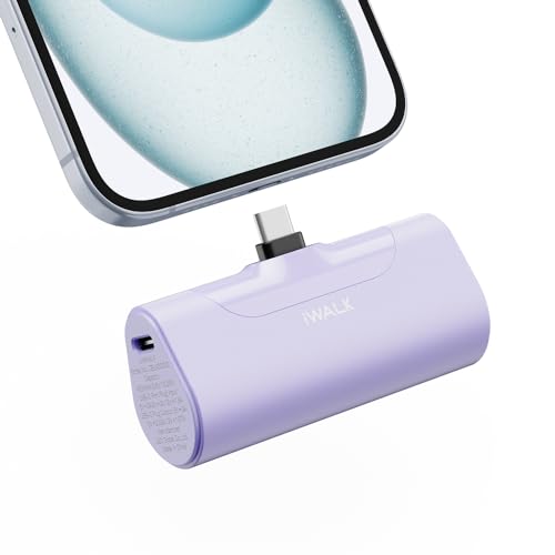 iWALK Portable Charger for iPhone 17/16/15 USB-C Small Power Bank 20W 4,500mAh Fast Charging Battery Pack Compatible with iPhone 15/16/17 Plus/17 Pro/17 Pro Max, Samsung Galaxy S25/S24/S23 Android - color: Purple