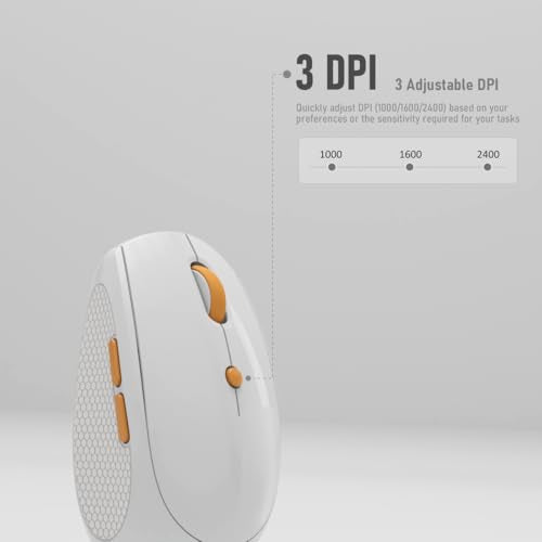 Silent Wireless Mouse for Work & Study, Dual Mode Bluetooth + 2.4G USB Receiver, Rechargeable, Comfortable for Long Hours, Compatible with Laptop/Mac/iPad/Tablet/PC (White)