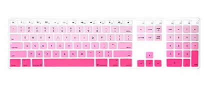 HRH Ombre Pink Silicone Keyboard Skin Cover for iMac Wired USB Full Size Keyboard with Numeric Keypad A1243(G6 MB110LL/B and MB110LL/A) - color: Ombre Pink