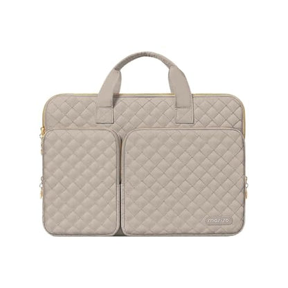 MOSISO 360 Protective Laptop Case 16 inch,15-15.6 inch Laptop Sleeve | Compatible with MacBook Pro 16 M5 M4 M3 M2 M1 HP Acer Dell Lenovo,Square Quilted Bag with 2 Pockets&Handle&Belt, Taupe Brown - color: Taupe Brown, size: 16 inch