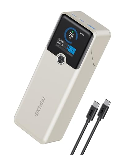SIXTHGU Laptop Power Bank, 3-Port 20,000mAh Portable Charger with 200W Max Output, PD 3.1 Fast Charging, Flight-Approved for Travel, PowerTower, for MacBook, iPhone 17/16 Series, and More（Beige） - color: Apricot