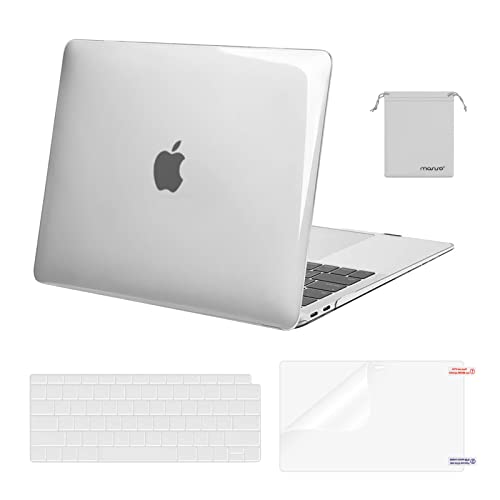 MOSISO Compatible with MacBook Air 13 inch Case M1 2021 2020 2019 2018 | A2337 A2179 A1932, Protective Hard Shell&Keyboard Cover&Screen Film&Pouch for MacBook Air 13.3 inch Case, Transparent - color: Transparent