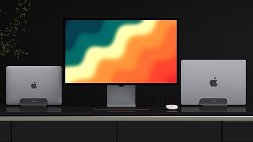 Aluminum Laptop Vertical Stand Organizer, Sturdy Laptop Computer Holder Desktop Stand Compatible with new Retina Apple MacBook Pro/Air/Neo, Mac mini & iPad Pro - Black - color: Black