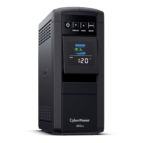 CyberPower CP850PFCLCD PFC Sinewave UPS Battery Backup and Surge Protector | 850va/510w Pfc Sine Wave Ups, 10 Outlets, Avr, Color LCD, 12v/9ah Battery, Energy Star - size: 850VA, style: Mini-Tower