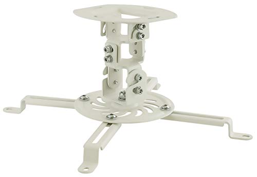 MOUNT-IT! Low Profile Projector Ceiling Mount [30 lbs Capacity] Universal Bracket | 360 Full Motion Rotation with 30 Degree Tilt and Roll | 6 Inches High (White | Short) - style: Short