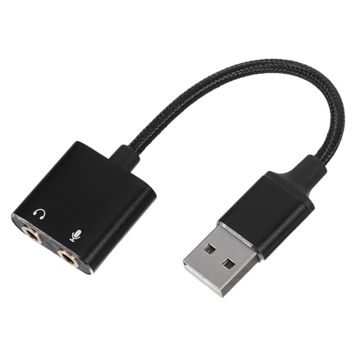 Artibetter External USB Sound Card Headset Microphone Adapter for PC Laptop, 2-in-1 Audio Splitter Converter Cable, Black, Compatible with Windows and Mobile Devices