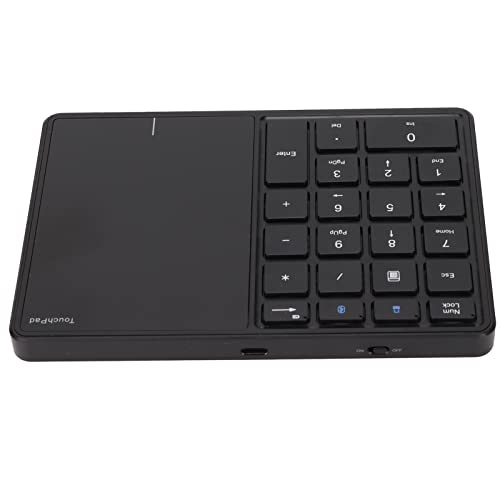 Dioche Numeric Keypad Touchpad 22 Keys Dual Modes BT 2.4G USB Number Pad Portable ABSType C Charging for Office Use (Black)