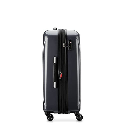 DELSEY PARIS Helium Aero Hardside Expandable Luggage with Spinner Wheels, Titanium, Checked-Medium 24 Inch - color: Titanium, size: Checked-Medium 24 Inch