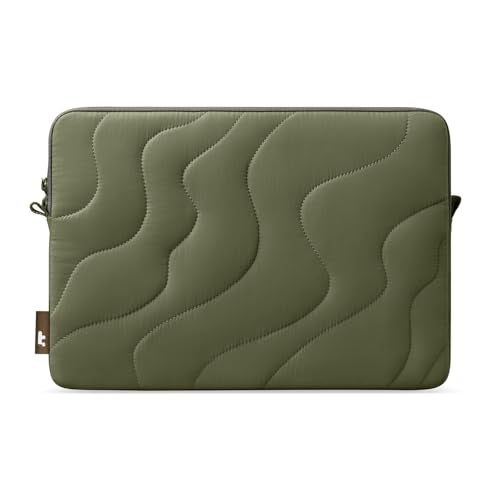tomtoc 360 Protective Puffy Laptop Sleeve for 13-inch MacBook Air M5/A3449 | 2026, M4/M3/M2 A3240 A3113, MacBook Neo A18 & MacBook Pro M2/M1, Quilted Soft Puffer Bag for 13-inch Surface Pro Copilot+PC - color: Greenlands, size: 13-inch for MacBook Air/Pro