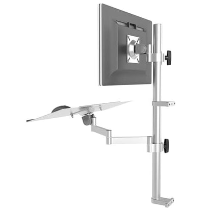 Sit Stand Monitor Desk Mount, Full-Motion Articulating Arm, Height Adjustable, with Keyboard Tray, Adjustable Workstation Arm, Load Capacity 10KG, Fits 17-27" Screens