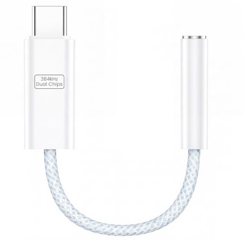 VUM USB-C to 3.5mm Headphone Jack Hi-Res DAC & AMP Dual Chip Audio Adapter | CX31993 & MAX97220 Chipset USBC DAC, Headphone Amplifier, 4N OFC Silver-Plated Cable, TRRS HD Mic Input Supported