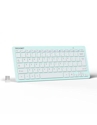 TECKNET 2.4G Wireless Keyboard - Mini Compact Keyboard with Media Hotkeys, 12-Month Battery Life, Compatible with PC, Desktop, Laptop, Smart TV - Green - color: Green