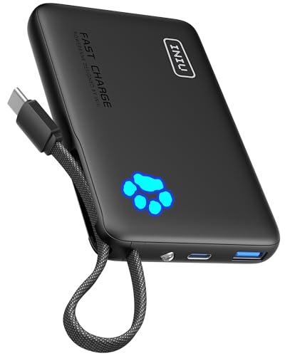INIU 20000mAh 65W Power Bank + 45W Portable Charger with Built-in USB C Cable