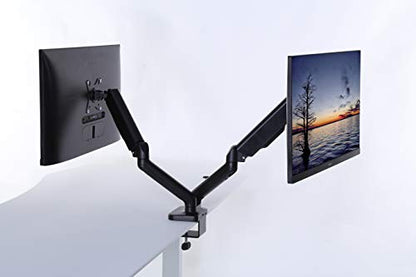 Dual Monitor Arm Desk Mount – Adjustable Height Gas Spring – VESA Mount with C Clamp & Mounting Base – Computer Monitor Stand for Screen up to 32 inch – Holds up to 20 lbs., Black (DMM-24) - size: Dual Arm