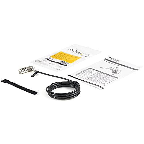 StarTech 6.6ft (2m) Laptop Cable Lock, TAA | 4 Digit Combination Laptop/Desktop Security Cable Lock for K-Slot Devices/Computers/Monitors, LTLOCK4D - size: 6.5 ft (2m), style: w/Swivel Hinge