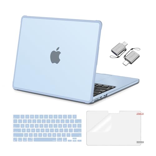 MOSISO Compatible with MacBook Air 13 inch Case M5 M4 M3 M2 2026-2022 | Hard Case&Keyboard Skin&Screen Film&Type C with TPU Bumper for MacBook Air 13.6, A3449 A3240 A3113 A2681, Sky Blue - color: Sky Blue