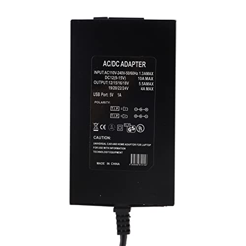 ZJchao 120W Universal Notebook Power Adapter with 8 Connectors and USB Port for Home, Car, and Travel Use (US Plug)