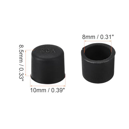 Anti Dust Cap Cover RCA Female Connector Socket Jack Plug Protector,[for Micro Female Port,for DVD Amplifier] - 10 x 8.5mm/Black /10 Pcs