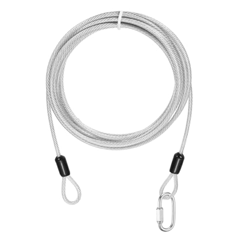 PATIKIL Security Cable Lock (1/8" Dia 9.8ft, Clear) Vinyl Coated 304 Stainless Steel Double Loop Flexible Wire Rope Safety Cable with Quick Links Locking Connectors - color: Clear, size: 1/8" x 9.8ft