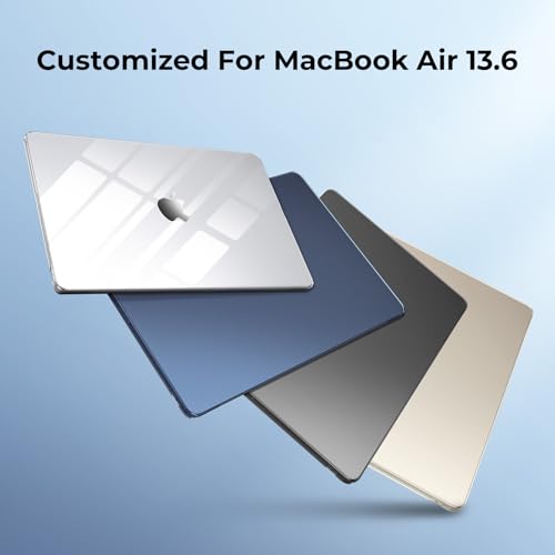 EooCoo Compatible with MacBook Air 13 inch Case M5 2026-2022 M4 M3 M2 A3449 A3240 A3113 A2681, Fit Like a Glove, Scratch Resistant Protective Hard Shell Cover for Mac Air 13.6", Crystal Midnight - color: Crystal Midnight, size: MacBook Air 13.6 inch