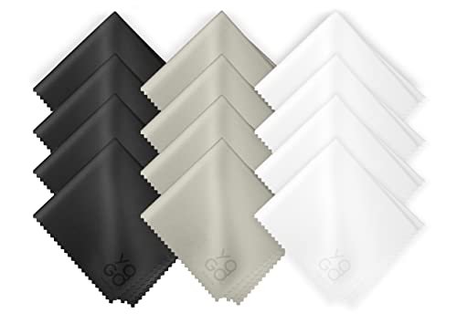 Microfiber Cleaning Cloth 12-Pack Individualy Packed (6"x 7") Glasses Cleaning Cloths for Eyeglasses Phone Computer Screen Laptop Camera Lenses (4 Black, 4 Grey, 4 White) - color: 4 Black 4 Grey 4 White