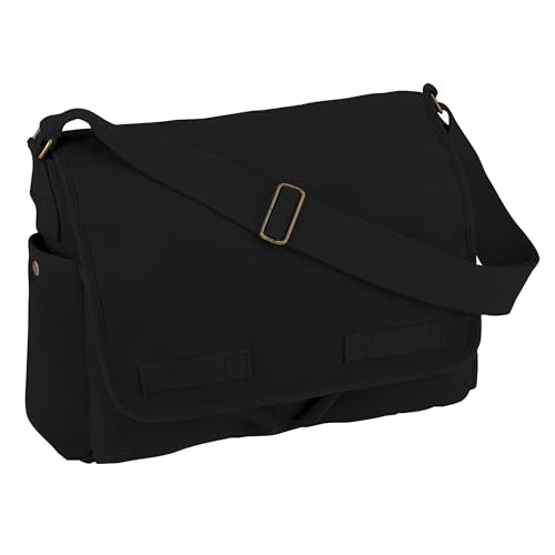 Rothco Classic Canvas Messenger Bag | Durable Canvas Shoulder Bag, Crossbody Designed For EDC, Travel, Commuting, Organized Storage And Dependable Carry - color: Black