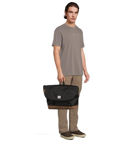 Herschel Supply Co. Cove Messenger - color: Black/Saddle Brown, size: Medium