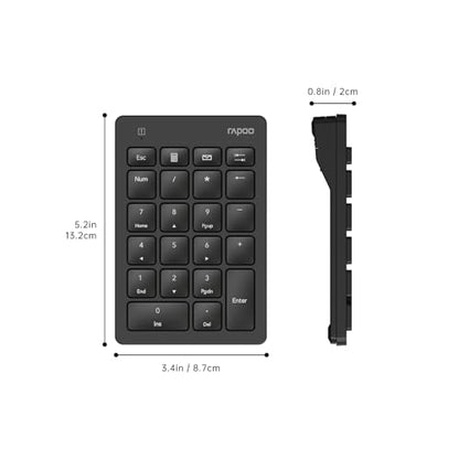 Rapoo K50 Wireless Number Pad, 2.4G Numeric Keypad for Laptop, Speed Data Entry, 22-Key Numpad with Calculator, Email and Function Keys for Windows PC/Laptop/Desktop/Notebook, USB-A, Battery Powered