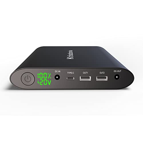 50000mAh Laptop Power Bank 5/9/12/16/19/20V Portable Laptop Battery Charger with QC3.0 USB-A Port & 12V Type-C Port for Laptop, Tablet, Smartphone and More Devices - color: black