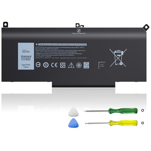 60Wh F3YGT Laptop Battery Compatible with Dell Latitude 12 7000 7280 7290 13 7380 7390 P29S002 14 7480 7490 P73G002 E7480 E7280 E7290 DM3WC DM6WC 2X39G - size: F3YGT for Dell